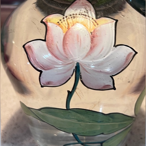 Vintage Hand Painted Art Glass Stylish Serving Pitcher 8” height, 4 cups - Picture 6 of 7